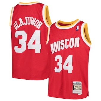 youth mitchell and ness hakeem olajuwon red houston rockets-485